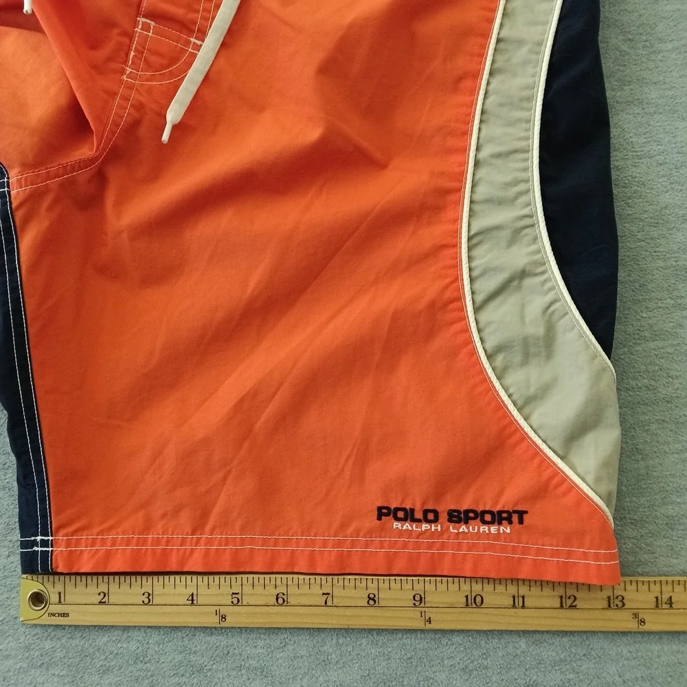 Polo Sport Ralph Lauren Mens Orange Navy Colorblock Board Shorts Swim Trunks 36
